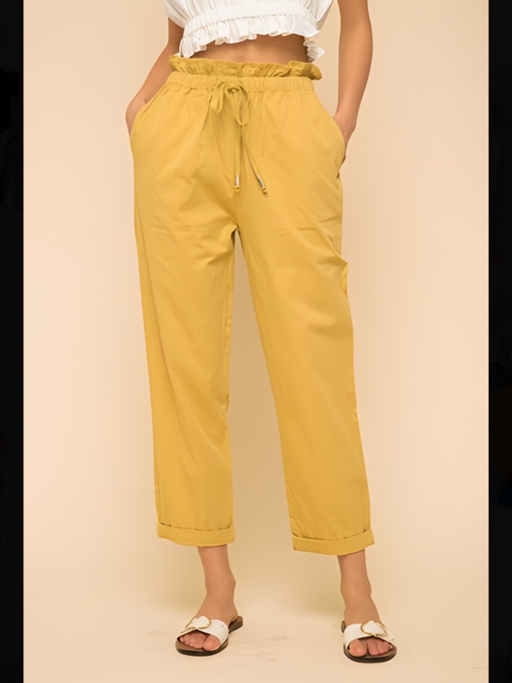 Hem & Thread High Waist Paper Bag Pants